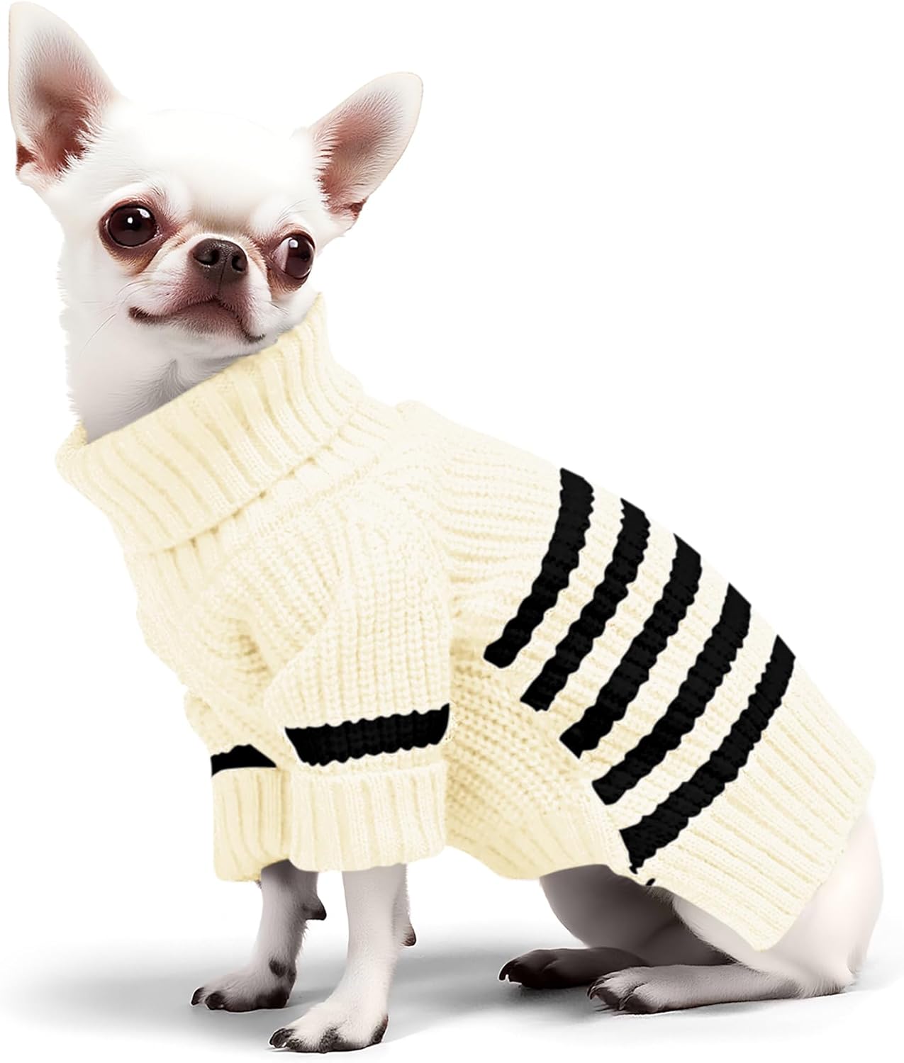 Small Dog Pullover Sweater, Striped Knitted Pet Sweaters for Fall Winter Dog Clothes, Turtleneck Thick Warm Clothes for Small Medium Large Dogs