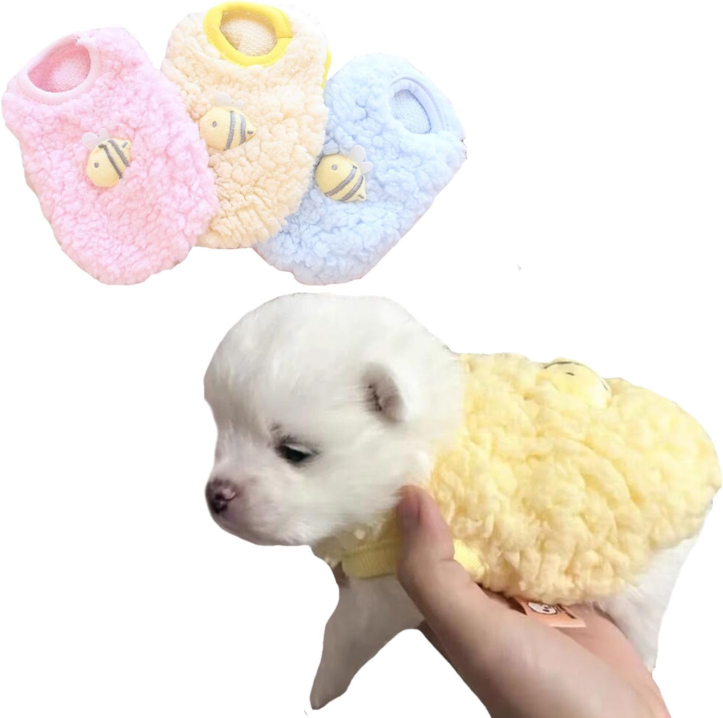 3 Packs Teacup Dog Cat XXS Clothes for Chihuahua Yorkie,Winter Warm Fleece Puppy Pet Clothes Sweater Shirt Vest for Mini Newborn Extra Small Dogs (3 Packs, XXXS(Pet Under 1LBS))