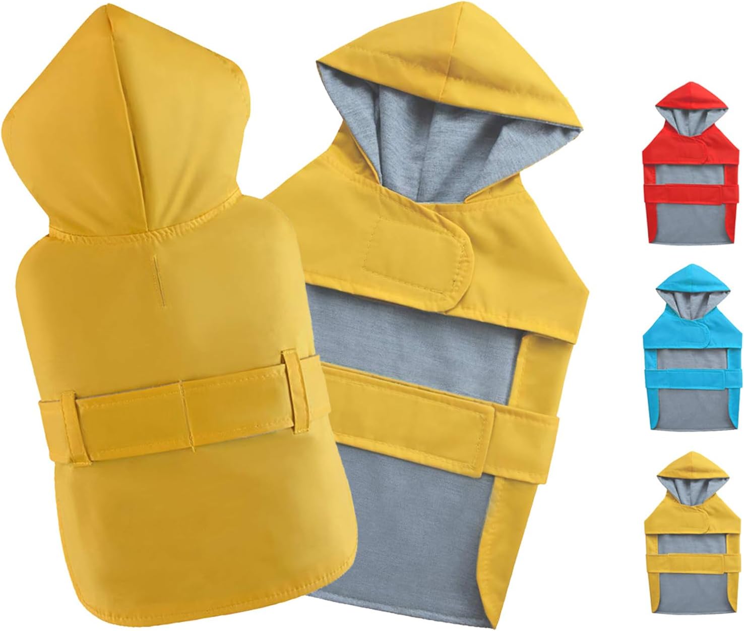 Dog Raincoat Small Dog Rain Jacket Hooded Poncho Waterproof Pet Rain Suit Double-Layered Breathable Lining Leash Hole Adjustable Puppy Small Dogs,Yellow,S,Back Length 6.5-8.5 inches
