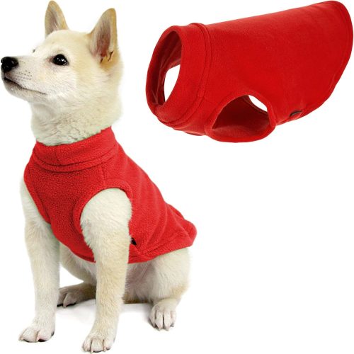 Stretch Fleece Vest Dog Sweater - Red, Medium - Warm Pullover Super Stretchy Fleece Dog Jacket for Small to Large Dogs