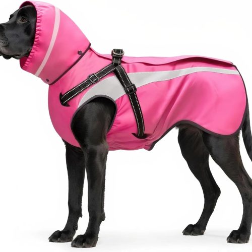 Dog Raincoat Waterproof Raincoats for Dog Reflective Dogs Rain Jackets with Hood Hoodie Pet Rain Poncho Coat for Small Medium Large Dogs Puppies S-XXL (Pink, L)