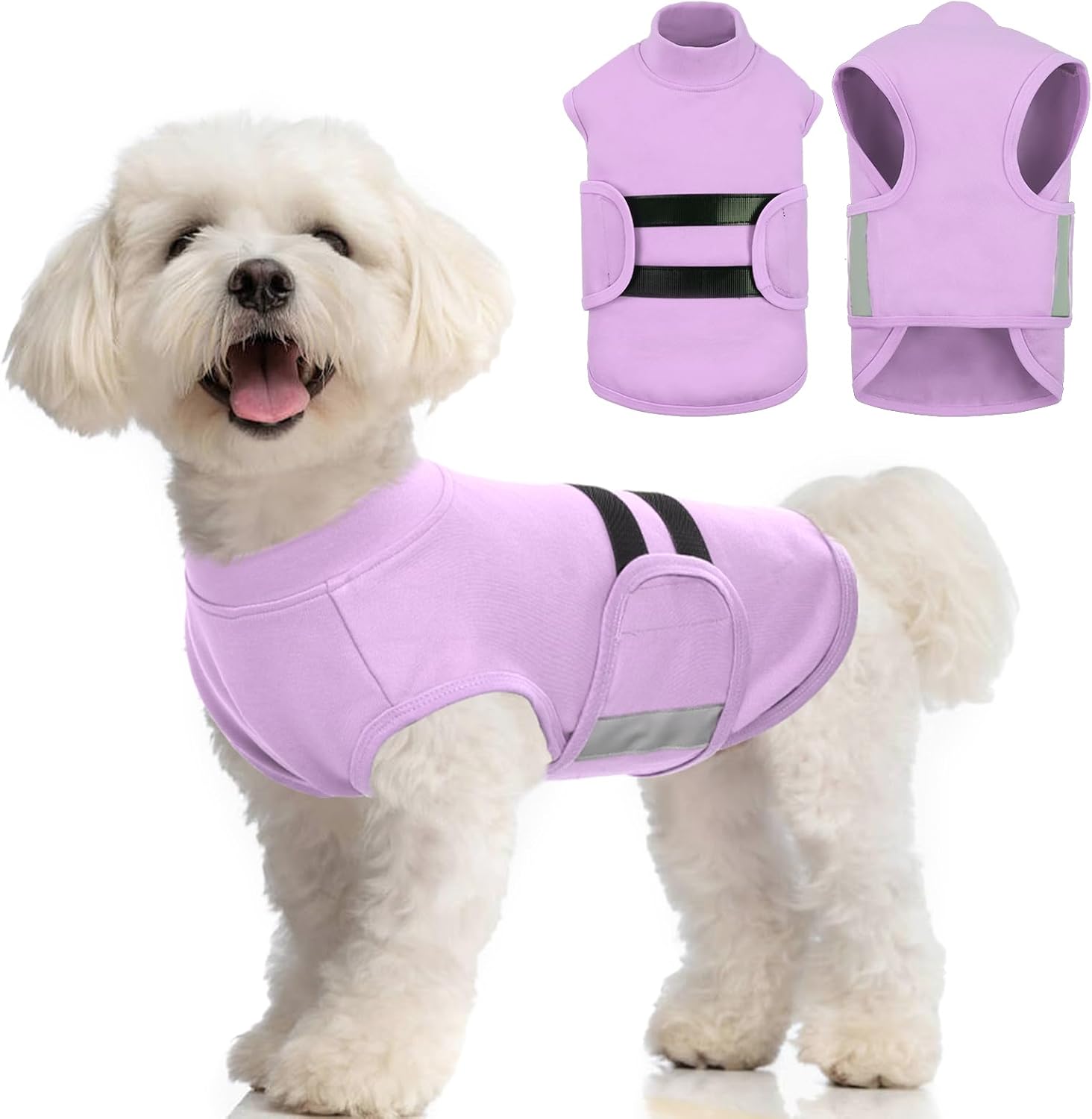 Dog Anxiety Relief Coat,Comfort Anxiety Vest for Dogs,Adjustable Dog Anxiety Calming Wrap for Fireworks,Thunderstorm,Travel,Separation,Anxiety Jacket for Small Dogs,XS,Lightpurple