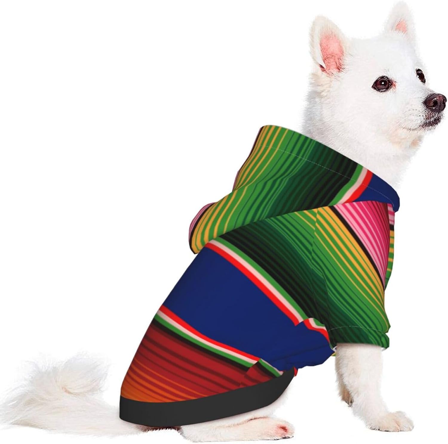 Cozy Pet Clothes Dog Hoodies Sweatshirt with Hood, Perfect for Small to Large Dogs (Colorful Mexican Blanket Stripes)