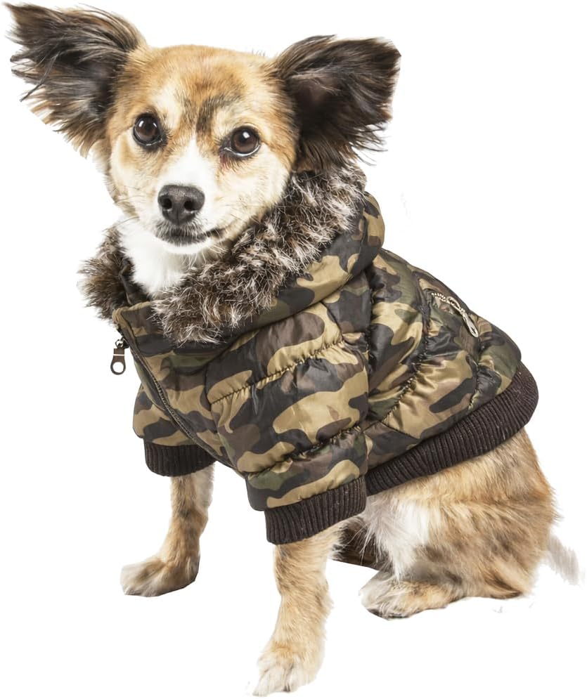 Classic Metallic Fashion Winter Pet Dog Coat Jacket Parka with Insulation and Removable Hood