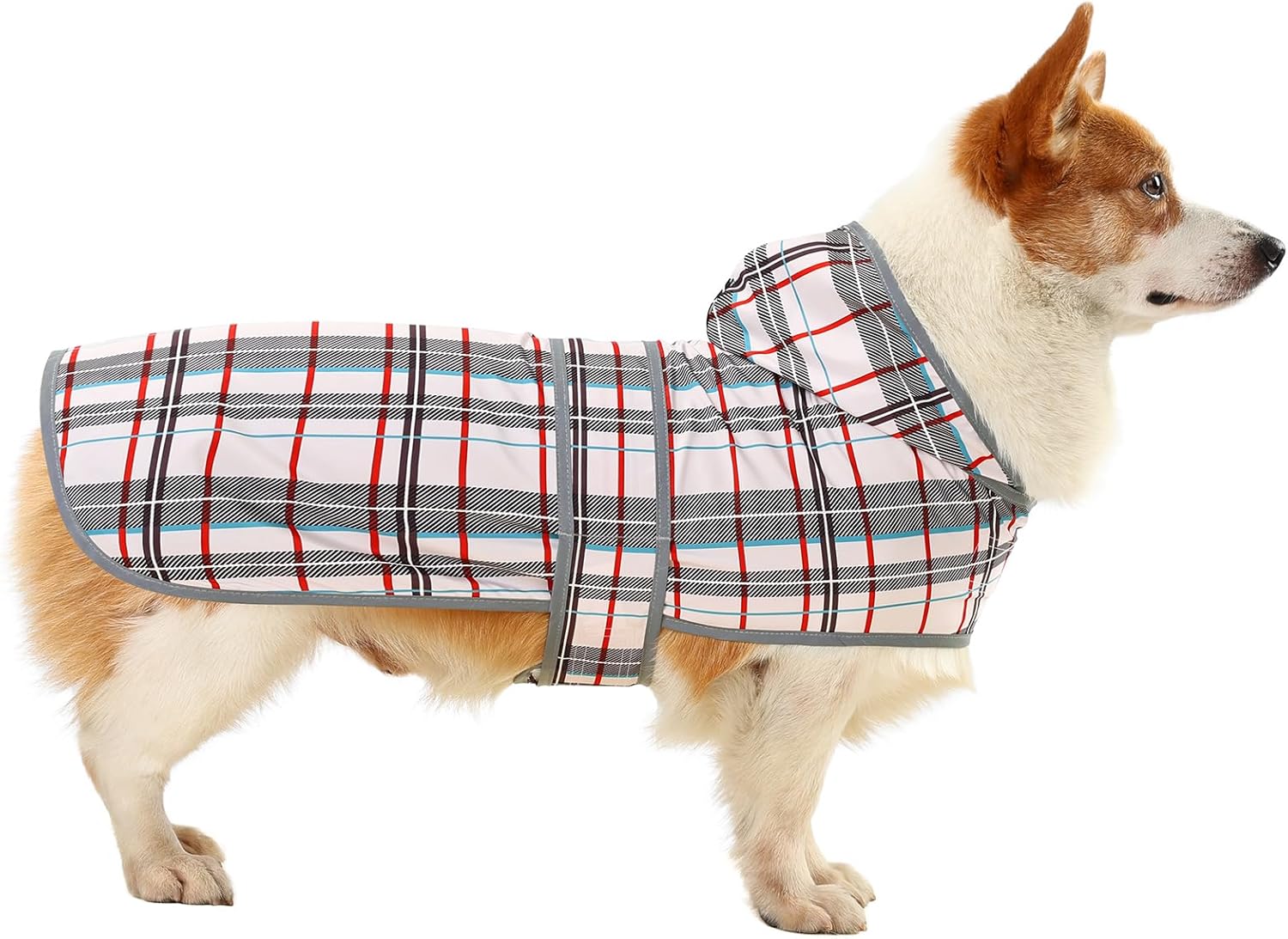 Dog Raincoat, Waterproof Dog Rain Jacket with Hood, Adjustable Rain Coat Poncho with Reflective Strips & Leash Hole for Large Medium Small Dogs Puppies, Lightweight Pet Clothes