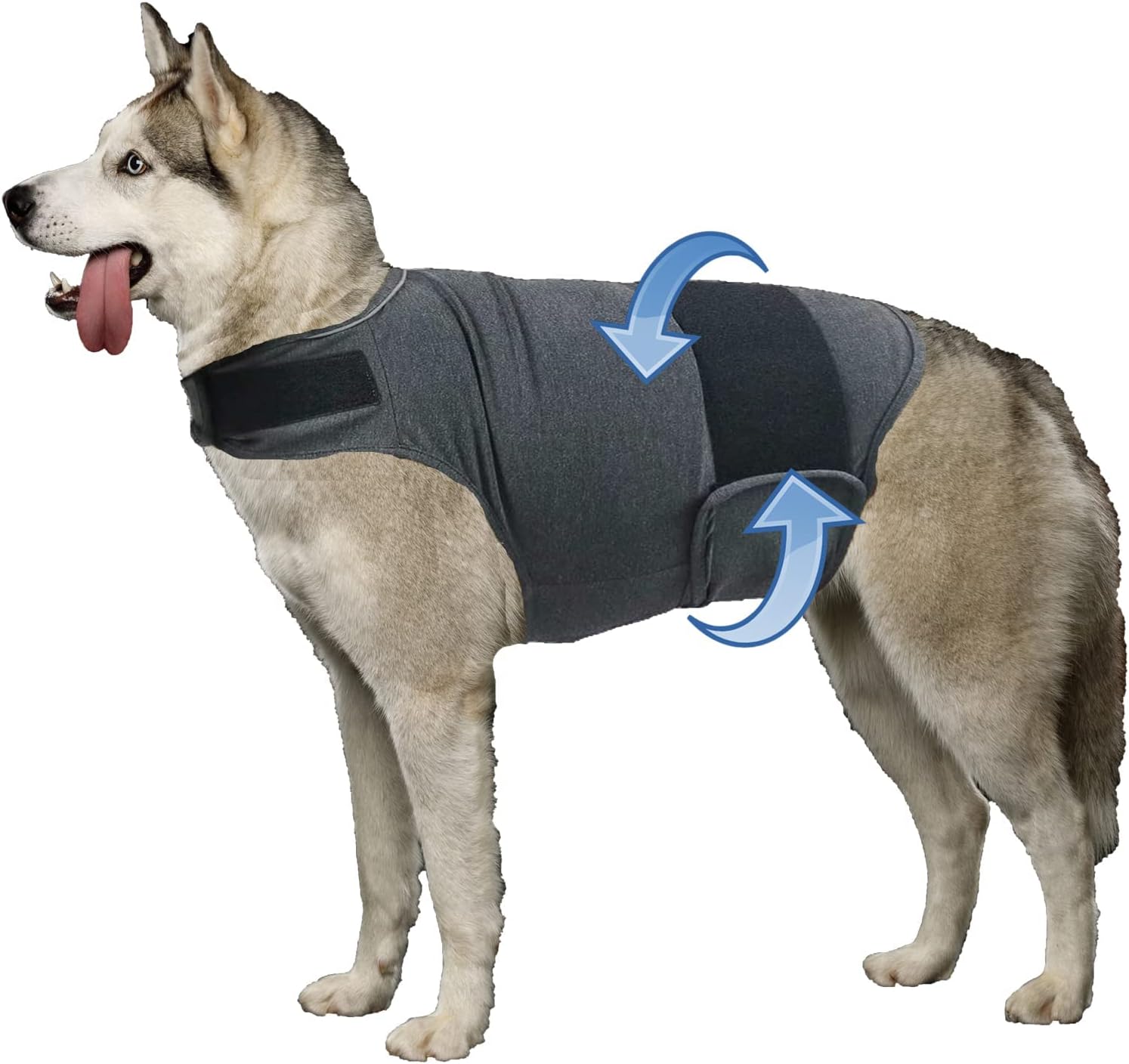 Dog Anxiety Jacket, Skin-Friendly Calming Shirt for Dogs - Dog Coat for Thunder, Fireworks and Separation - Keep Pet Calm Without Medicine & Training, Anti Anxiety Vest for Dogs (Dark Grey, L)