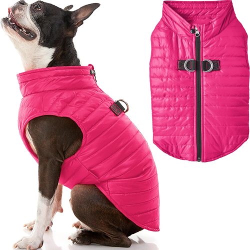 Puffer Vest Dog Jacket - Pink, X-Small - Ultra Thin Zip Up Wind Breaker with Dual D Ring Leash Water Resistant for Small to Medium Dogs