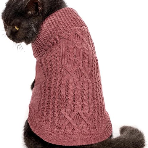 Stretchy Cat Sweater - | Snug Winter-Ready Knit for Boy/Girl Cats & Kittens(Maple Leaf Red, Small)