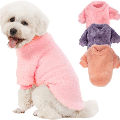 Dog Sweater, 3 Pack Dog Sweaters for Small Dogs, Dog Clothes for Small Dogs Girl Boy, Ultra Soft and Warm Puppy Sweater Dog Coat for Winter Christmas (XS, Pink+Purple+Peach)