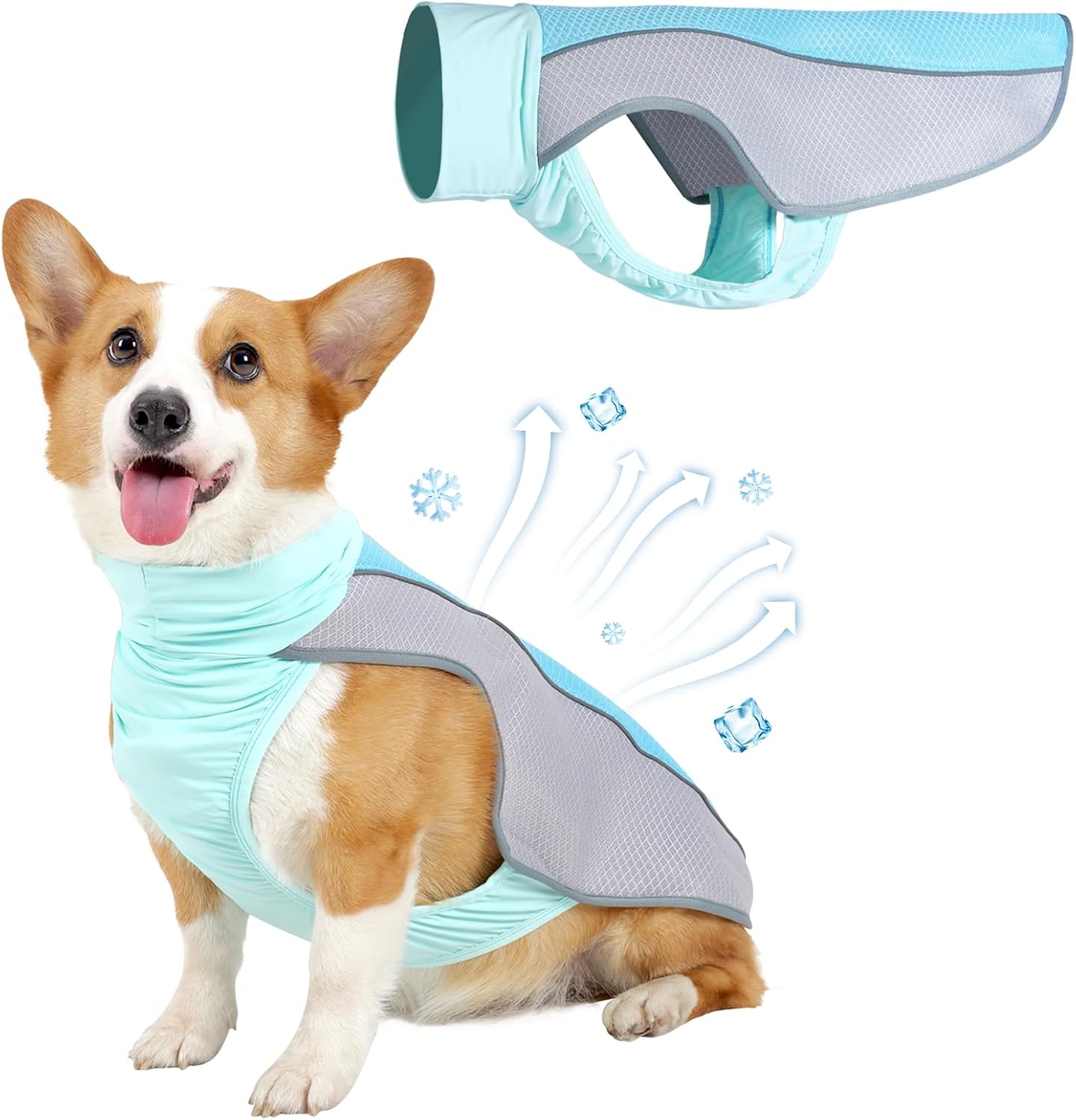 Dog Cooling Vest for Summer, Breathable Mesh Cooling Shirt Jacket for Dogs Summer Heat Relief, Lightweight Cooling Dog Pet Cooler Suit for Outdoor Hiking Walking Hot Weather(Blue S)