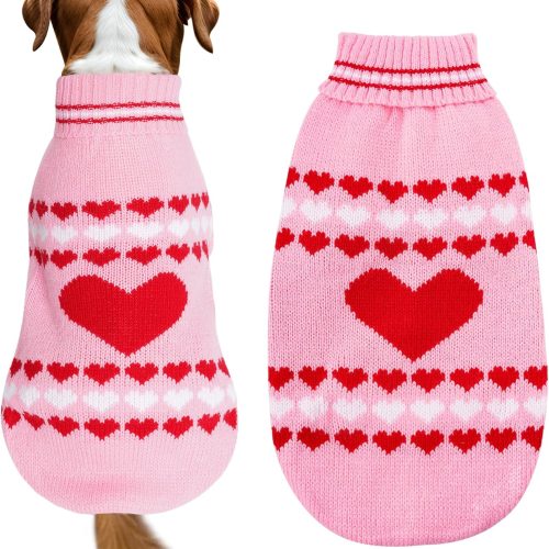 Dog Sweater Turtleneck Pet Sweaters Winter Coat Apparel Warm Knitted Holiday Clothes for Cat and Puppy (Medium)