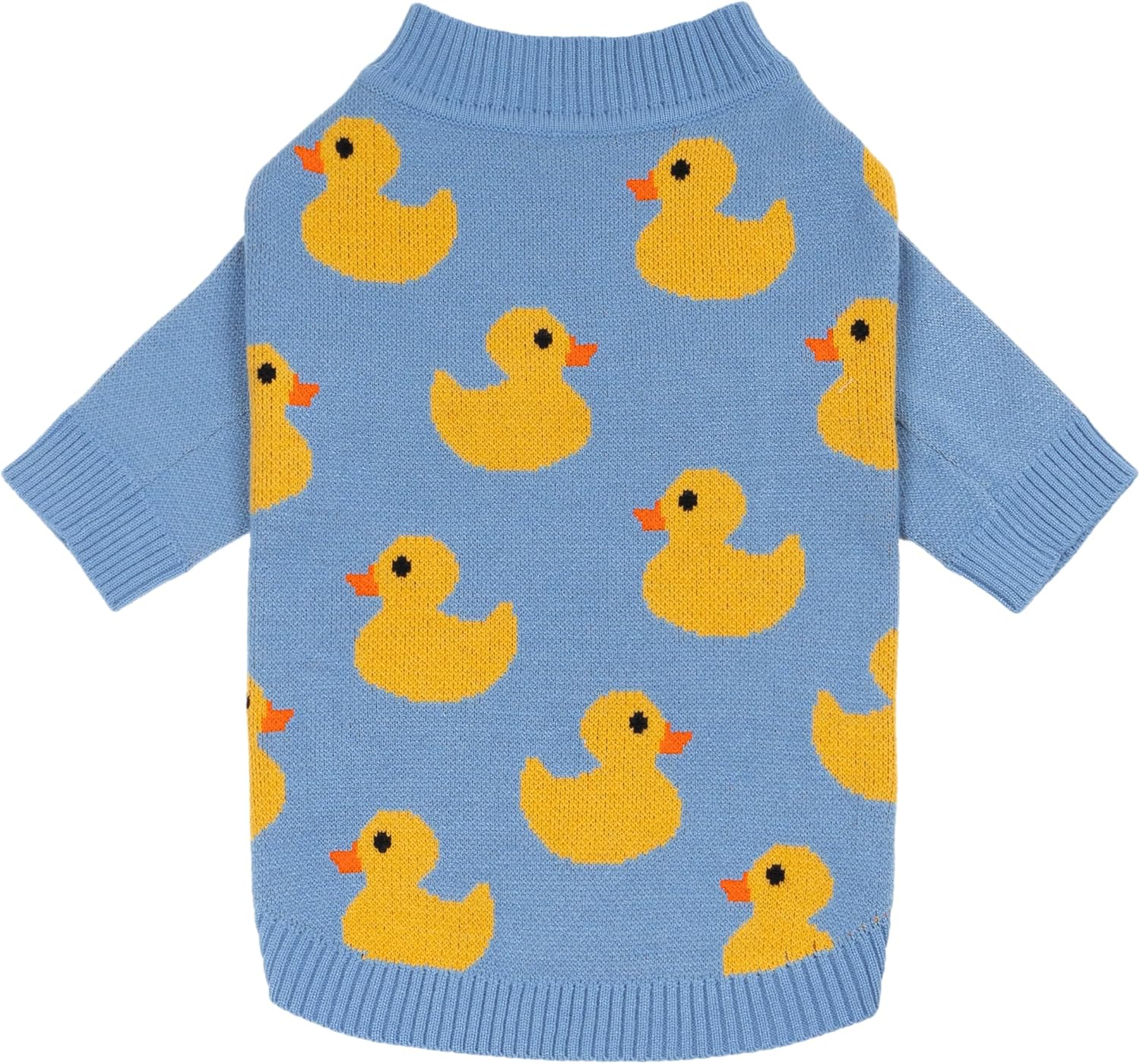 Funny Duck Dog Sweater, Thermal Dog Winter Clothes for Small Dogs Boy Girl, Pet Outfit, Blue, Yellow, Large